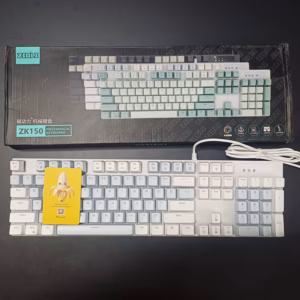 کیبورد گیمینگ مکانیکال سوئیچ آبی RGB دار مدل ZK150